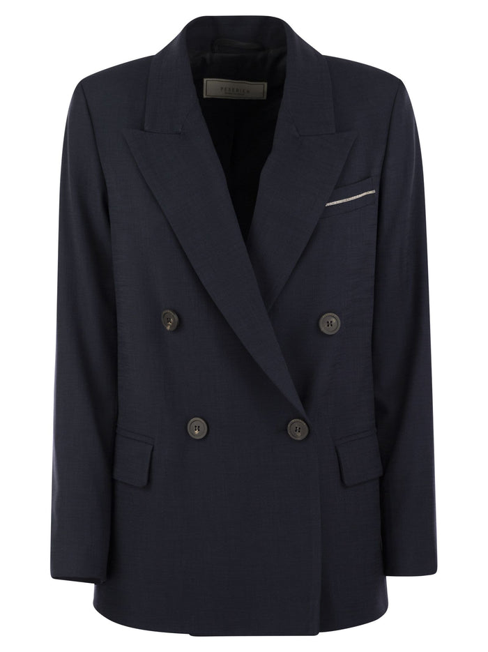 Peserico Viscose Blend Double-Breasted Blazer