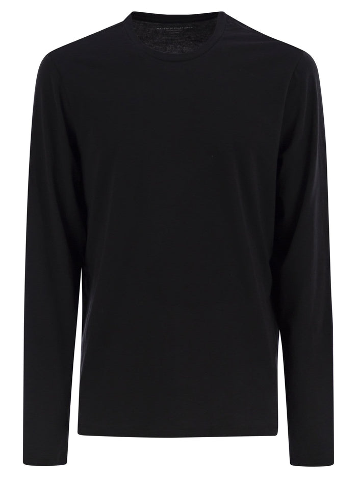 Majestic Long-Sleeved Crew-Neck T-Shirt