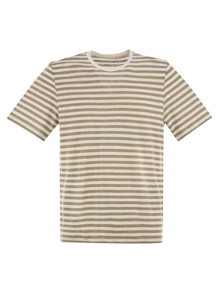 Majestic Striped Linen Crew-Neck T-Shirt