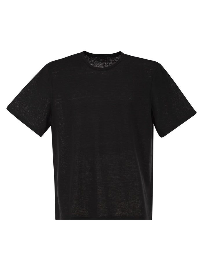 Majestic Stretch Linen T-Shirt With Round Neckline