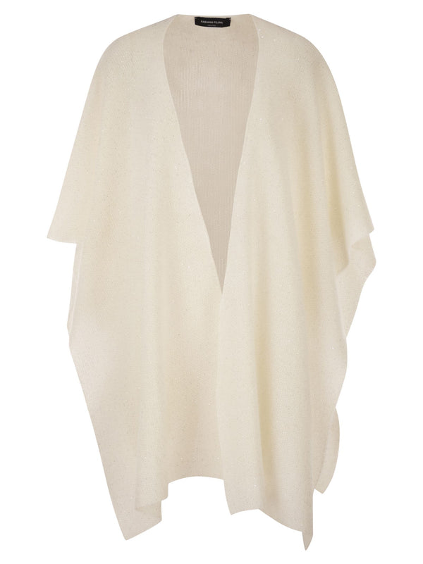 Fabiana Filippi Open Cape In Mohair And Alpaca With Micro Sequins