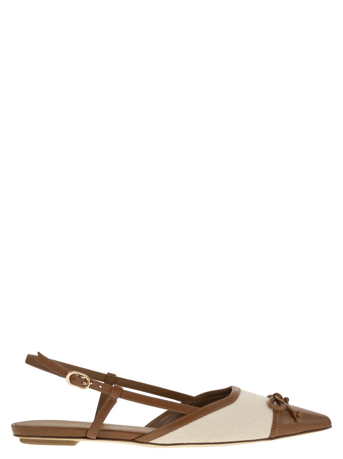 Stuart Weitzman Kitty - Leather And Linen Slingback
