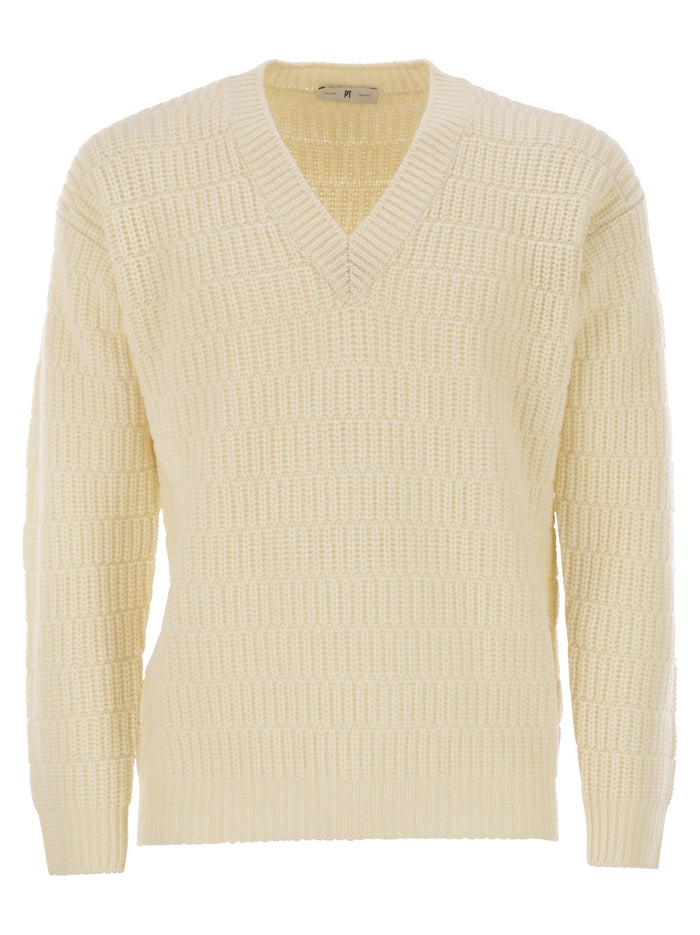 Pt Torino Wool Sweater With V-Neck