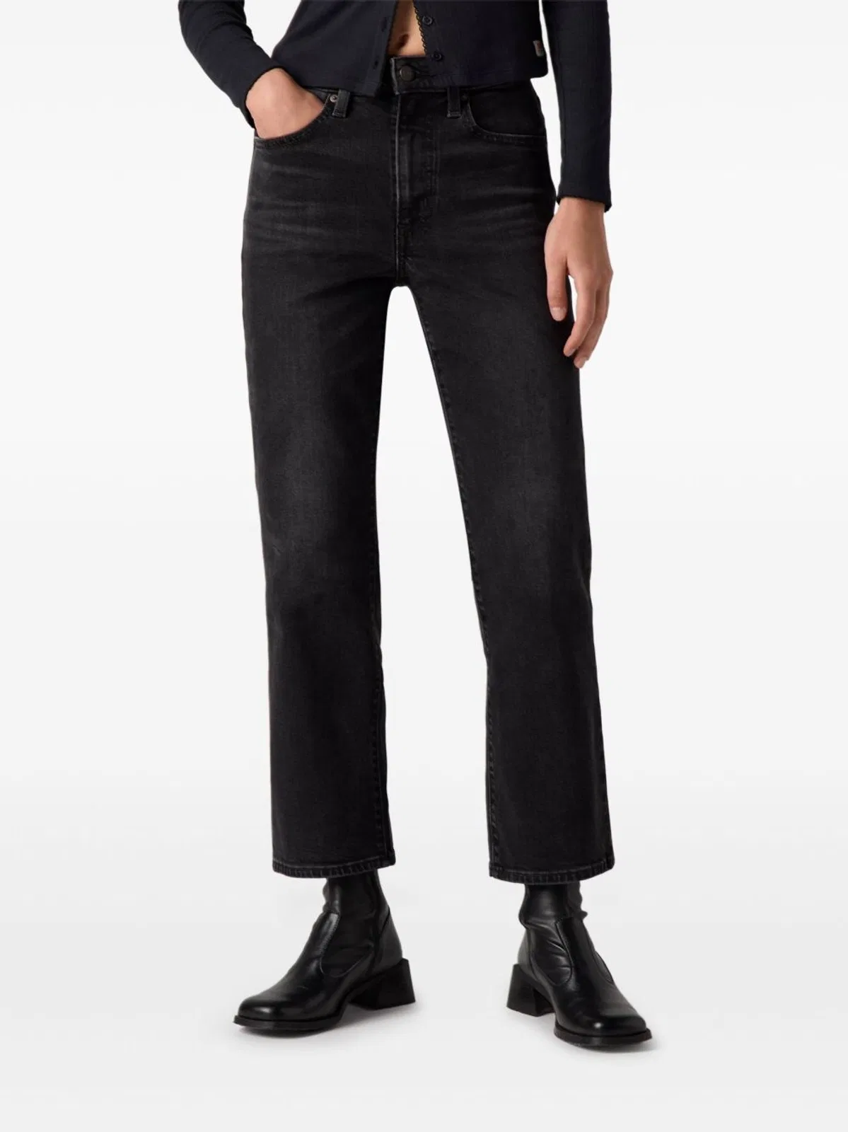 Black Cotton Elastane Jeans