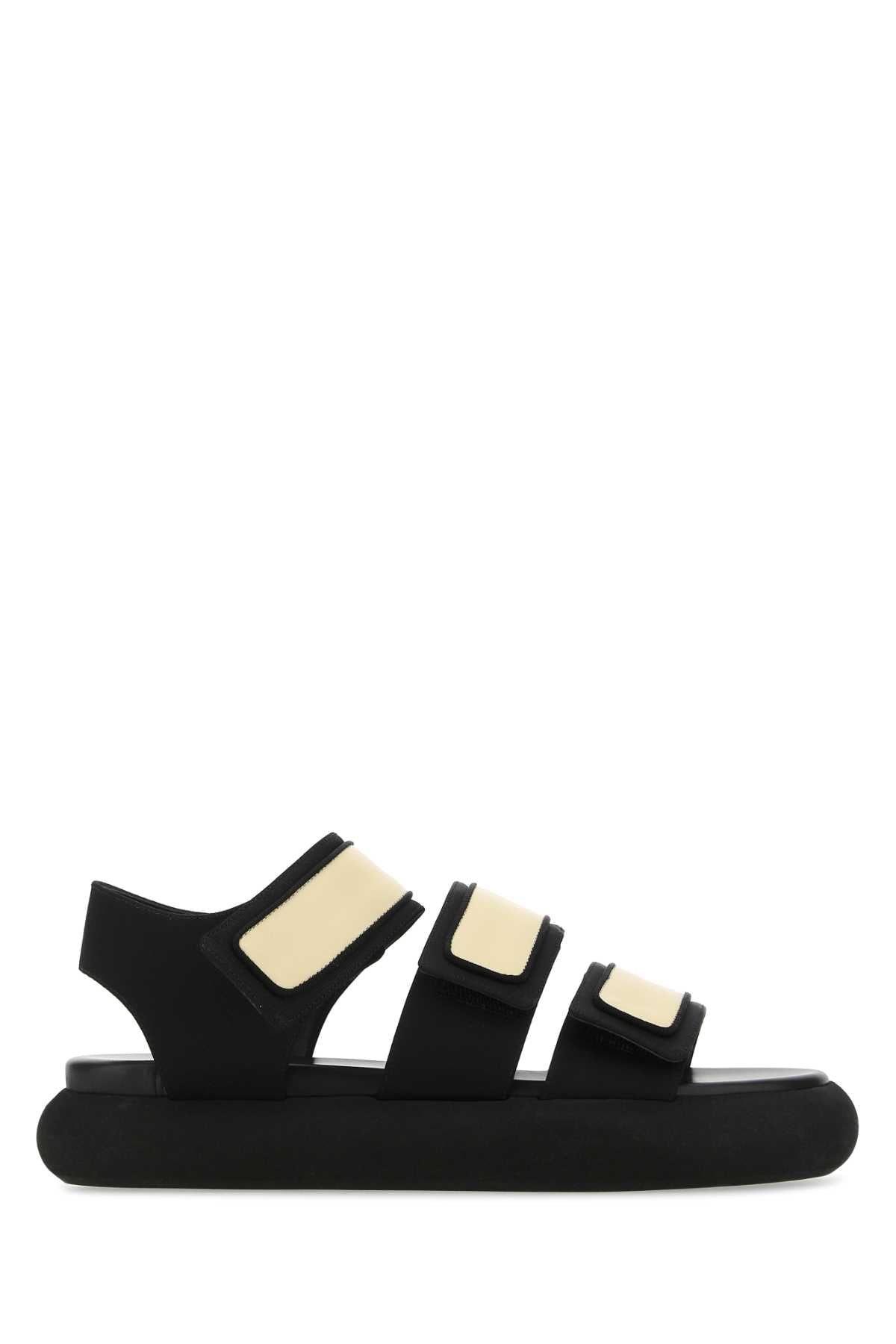 Two-Tone Fabric And Leather Octans Sandals