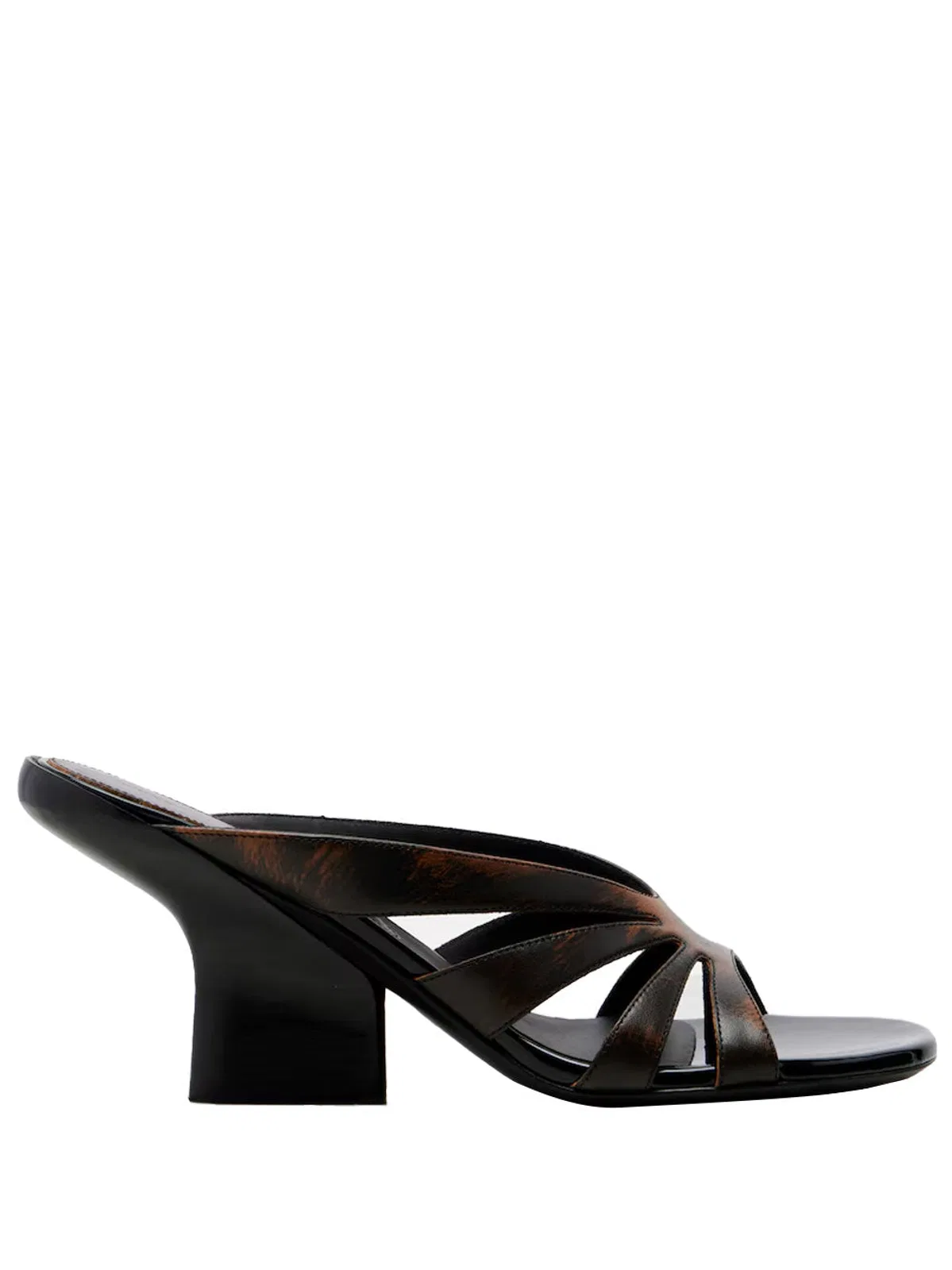 Distressed-Effect Leather Wedge Mule