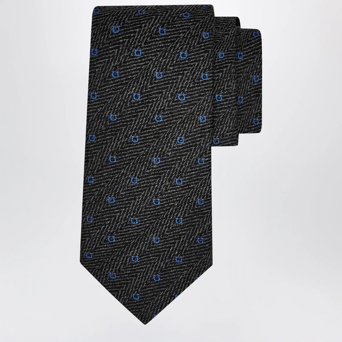 Grey/Light Blue Gancini Chevron Tie