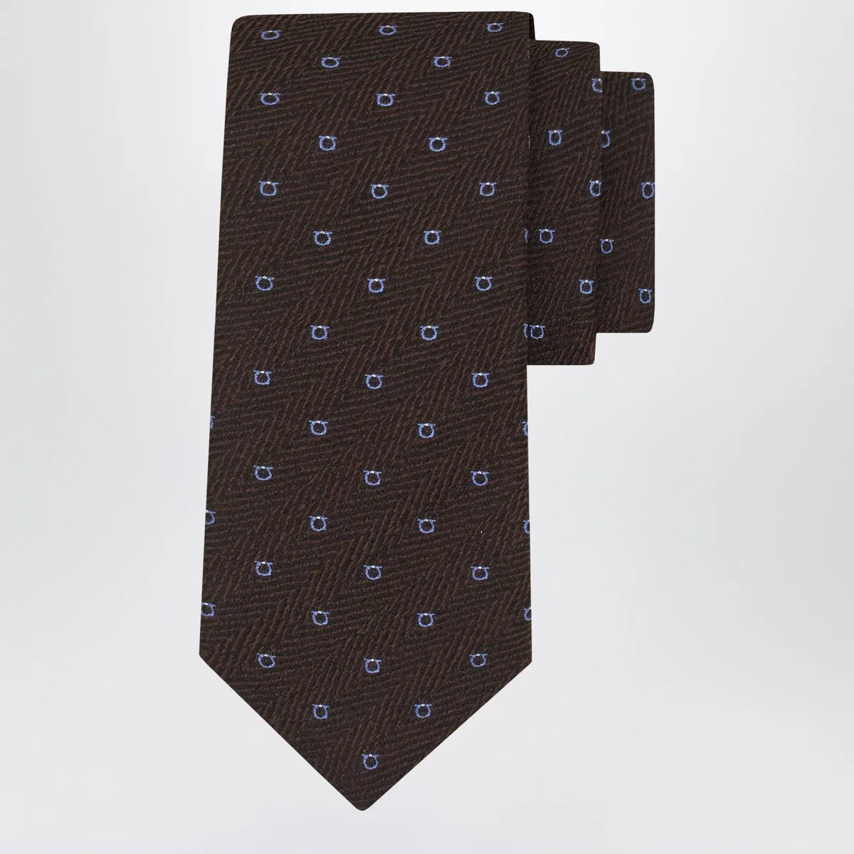 Brown/Light Blue Gancini Chevron Tie