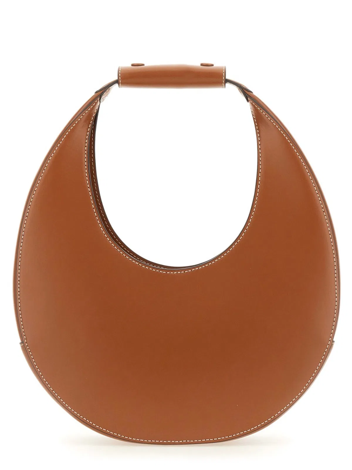Staud Neutrals Moon Crescent-shaped Leather Shoulder Bag In Brown