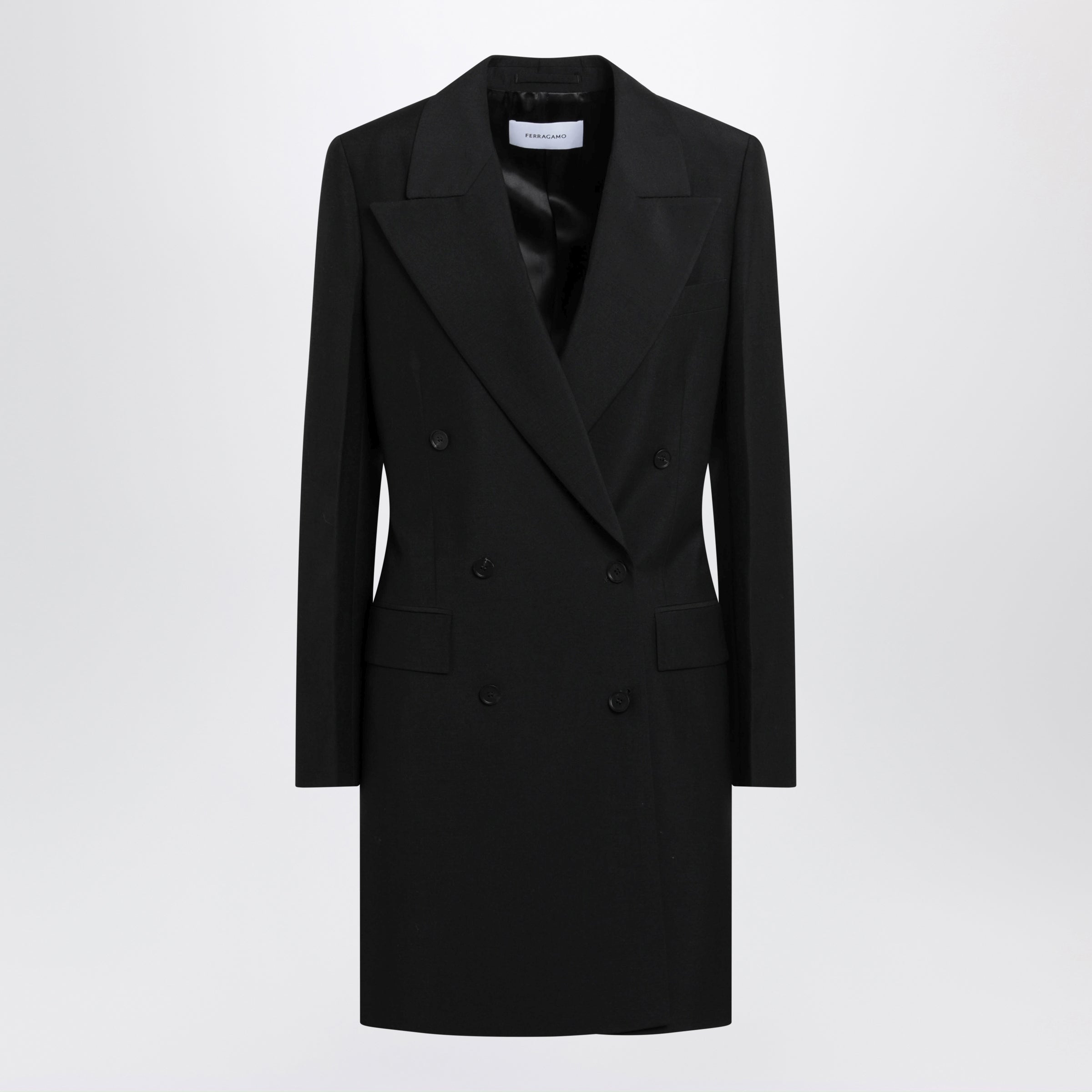 Black Double-Breasted Wool-Blend Suit
