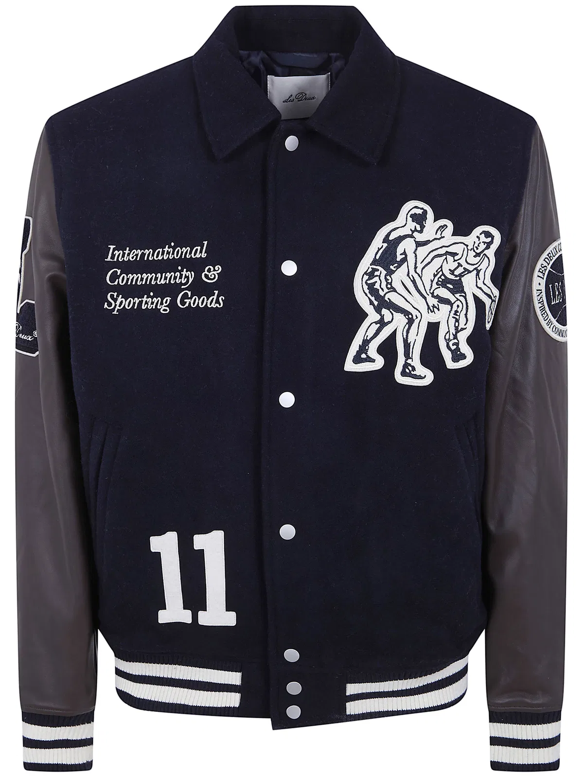 Les Deux Varsity Basket Wool Jacket Contrast Sleeves In Multi