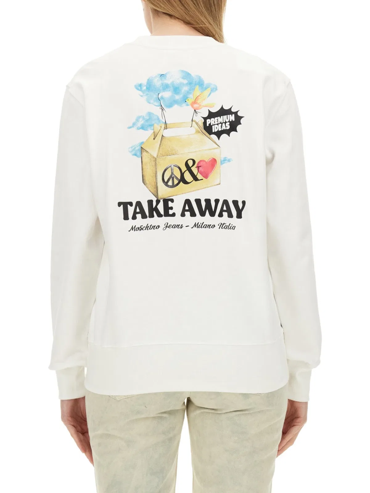 Moschino White Sweatshirt With Eye-catching Logo Design In White