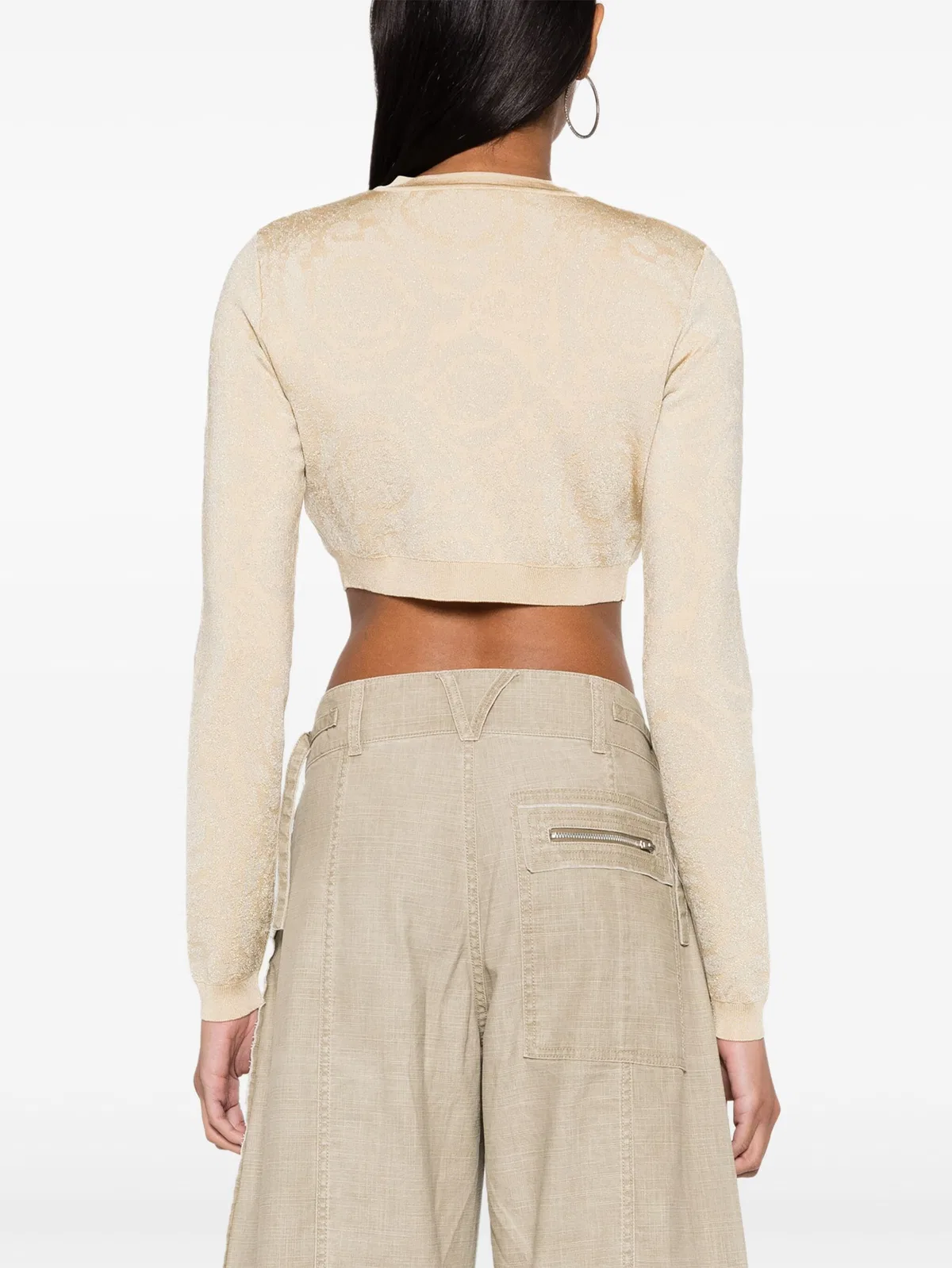 Versace Viscose Short Cardigan In Neutral
