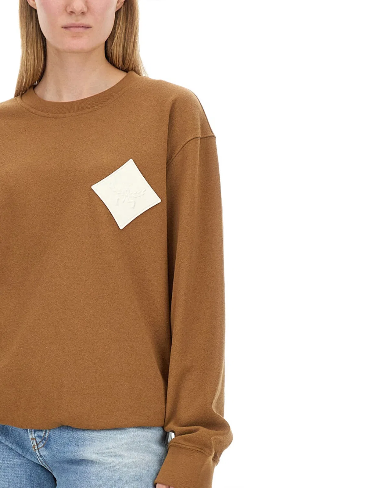 Mcm Logo-patch Sweatshirt In Brown