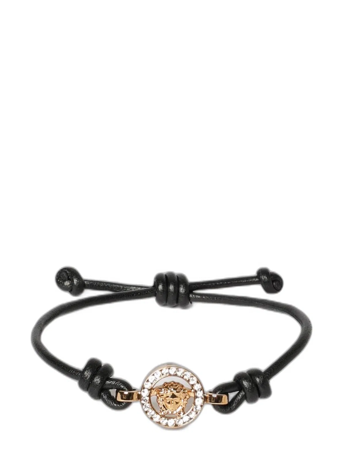 Gold Black Lambskin Medusa Bracelet