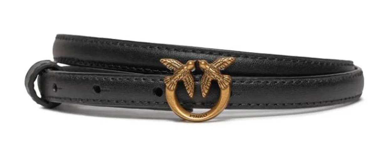 Pinko Black Leather Waist Belt