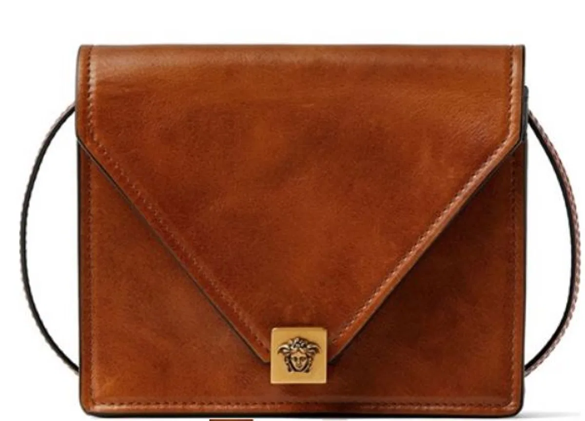 Versace Tan Gold Leather Luxury Bag