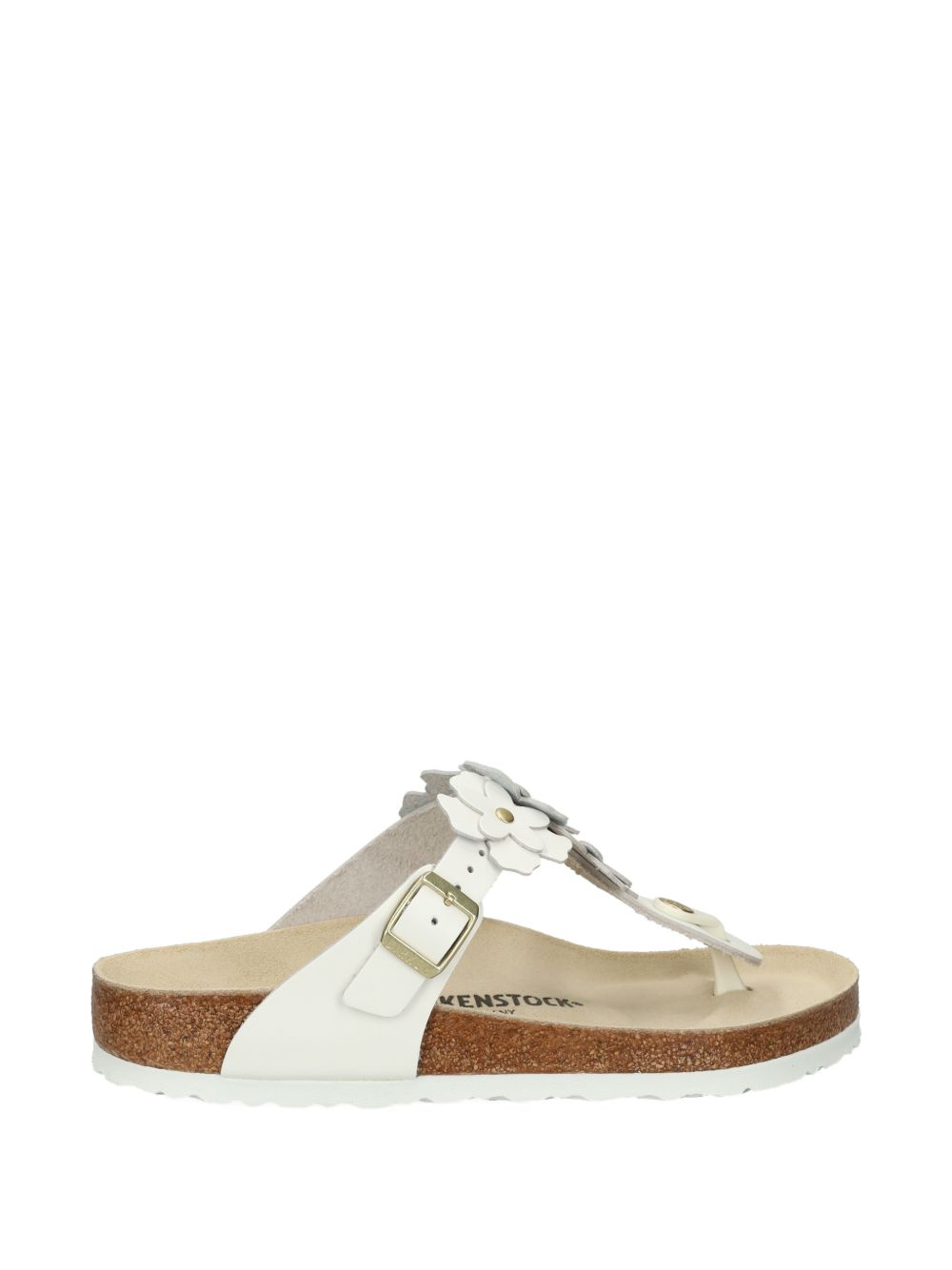 Gizeh Flowers White Leather Sandals