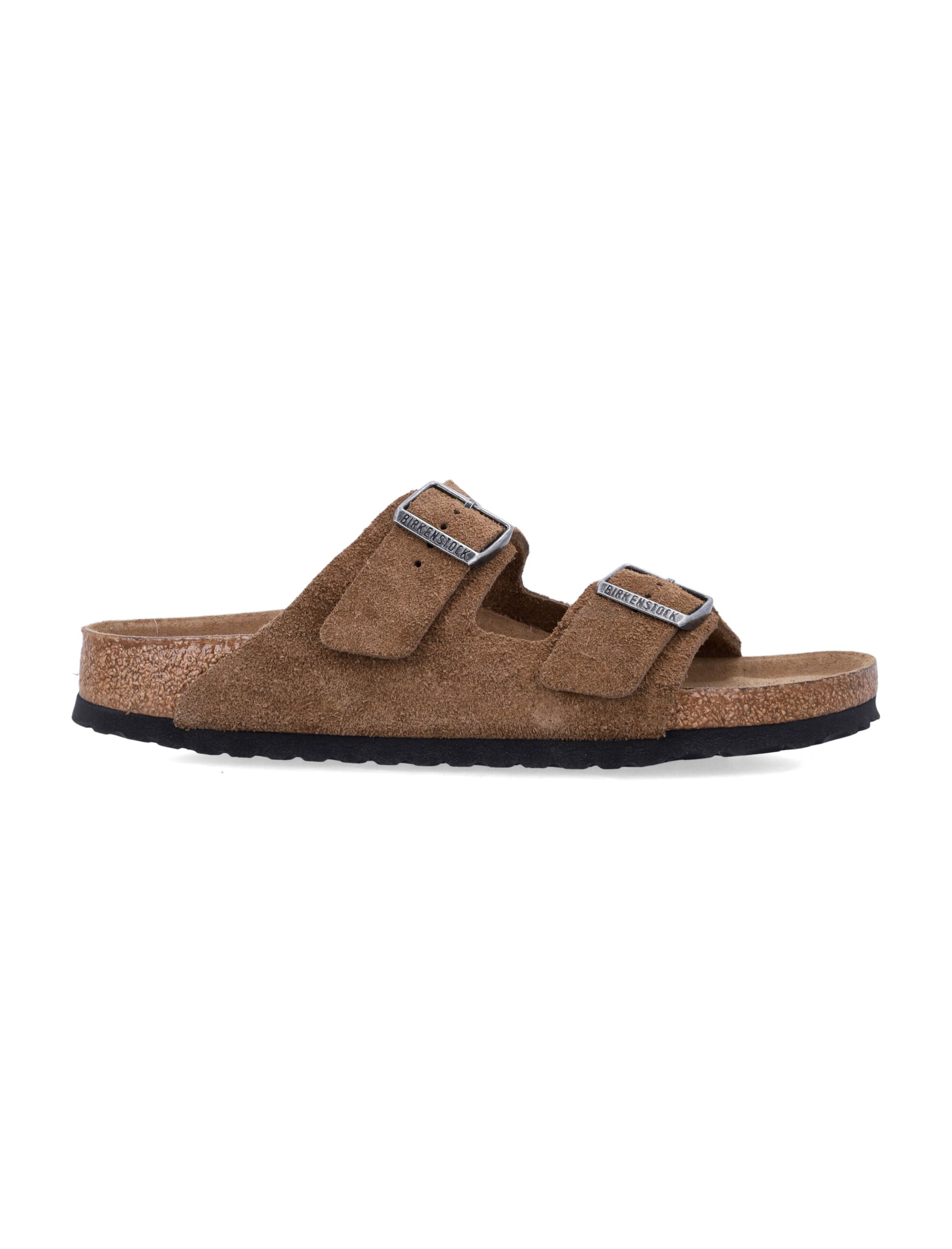 Arizona Suede Flat Sandals In Dark Tea