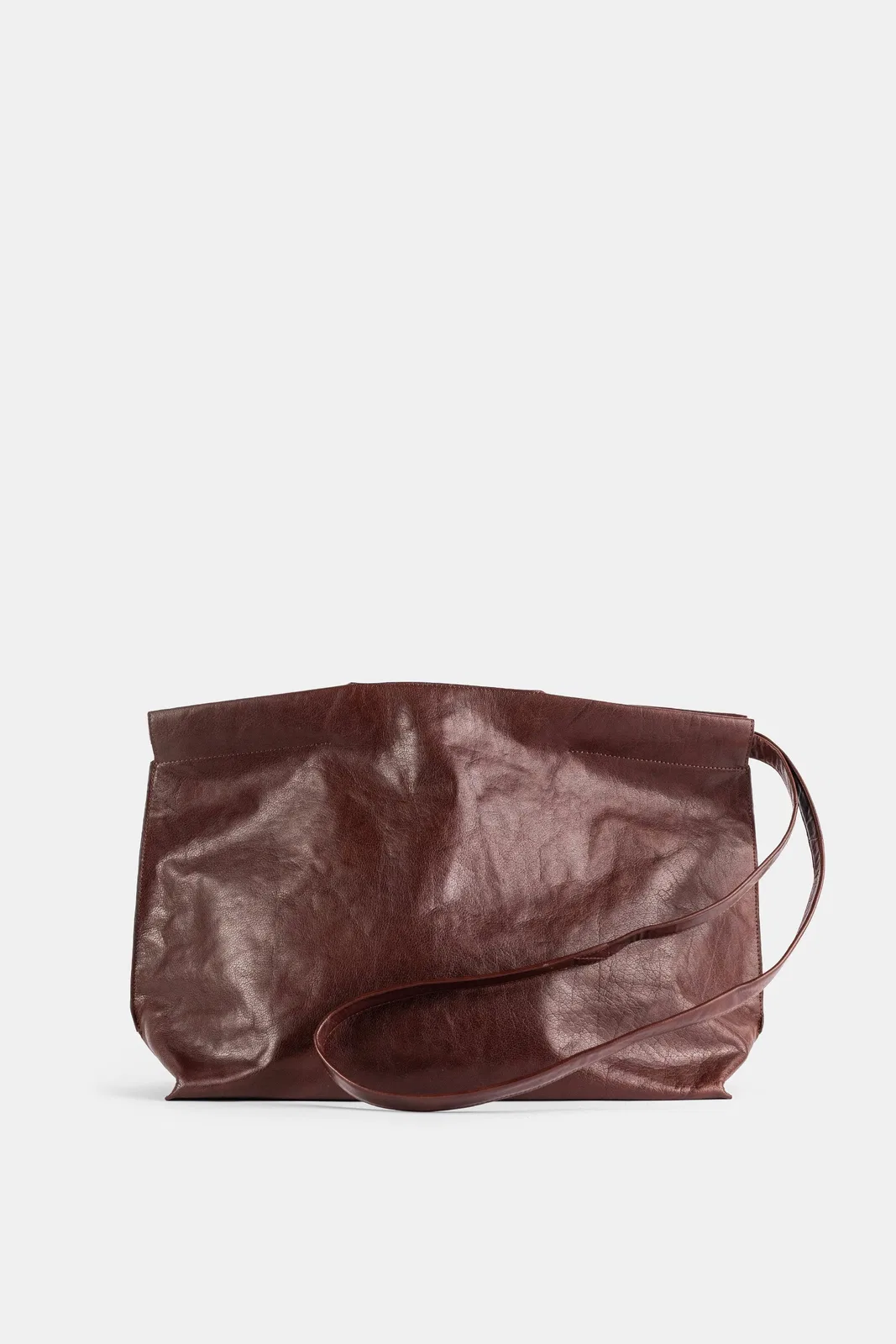 Sac Shopper East West En Cuir Marron