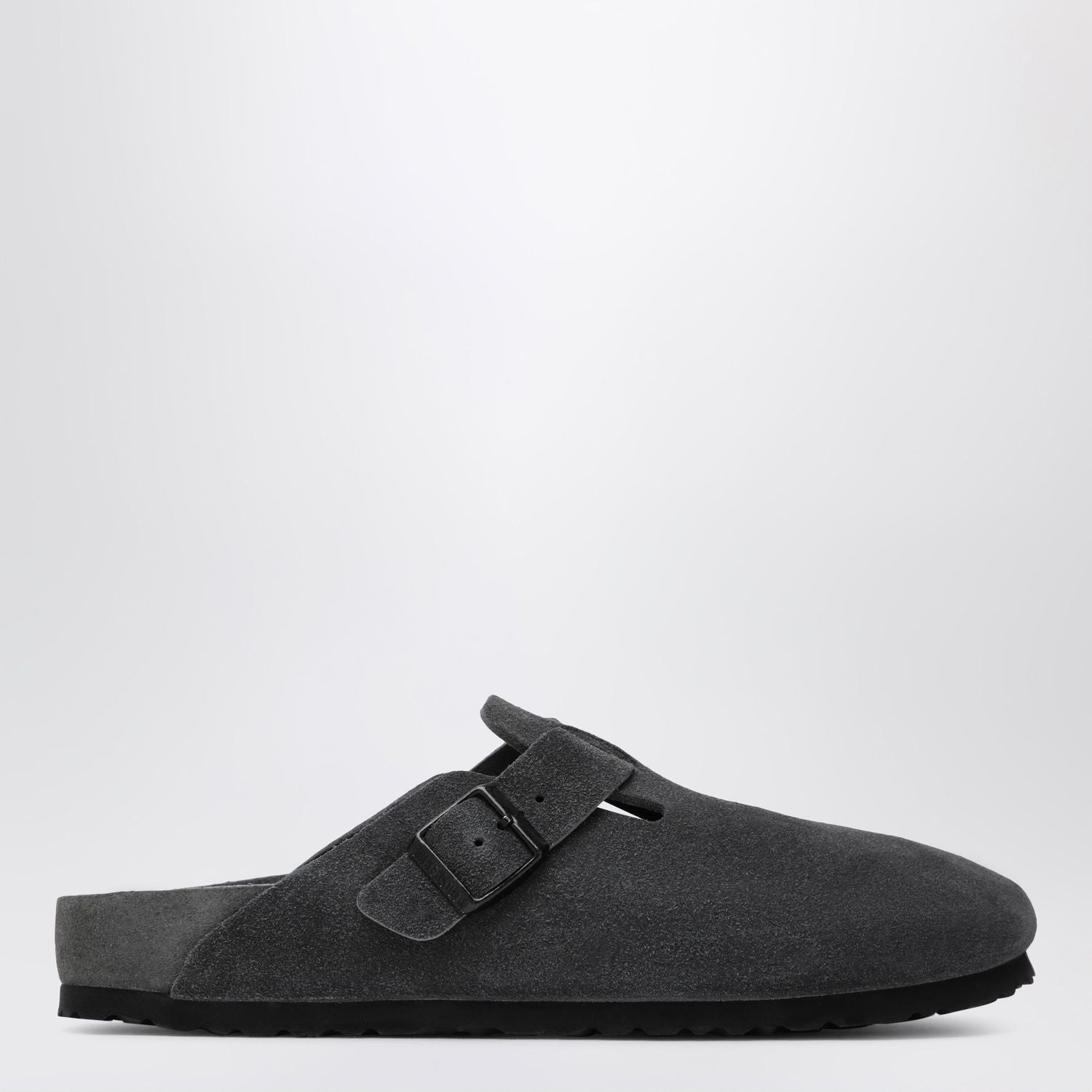 Boston Suede Clogs In Charcoal