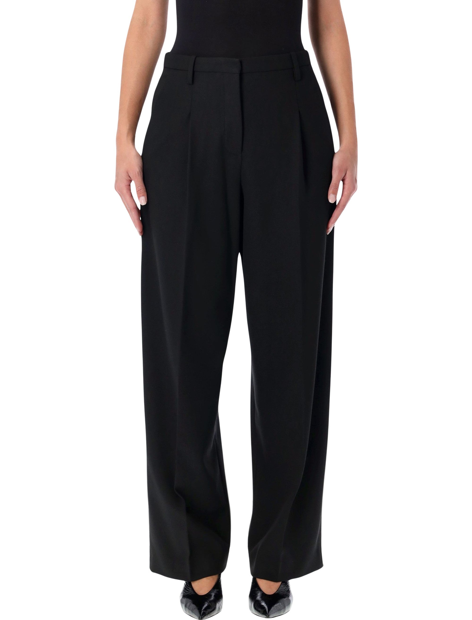 Elsa Black High-Waisted Wide-Leg Trousers