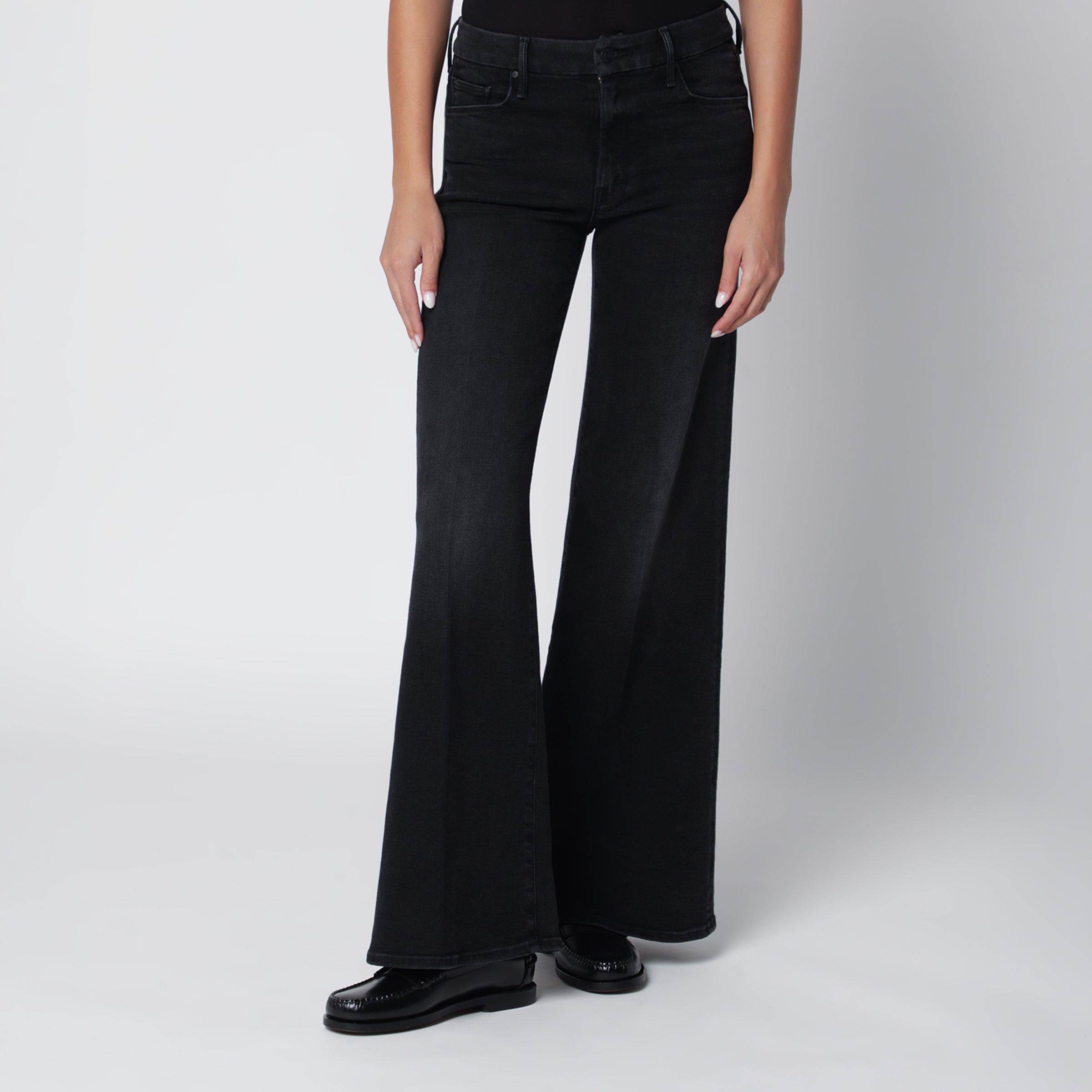Black Flared Spiked Hair Jeans
