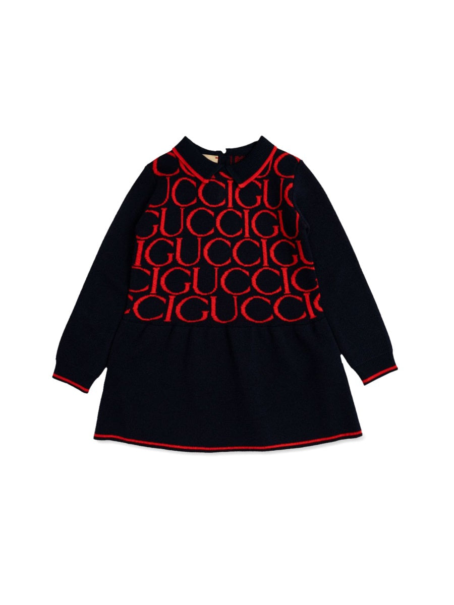 B L/S Dress Wo Gucci Jacquard/ Ultramarine/Red