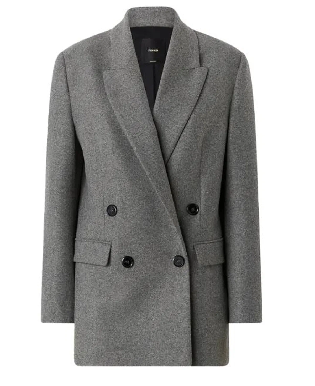 Pinko Double-breasted Wool Blend Jacket In Gray