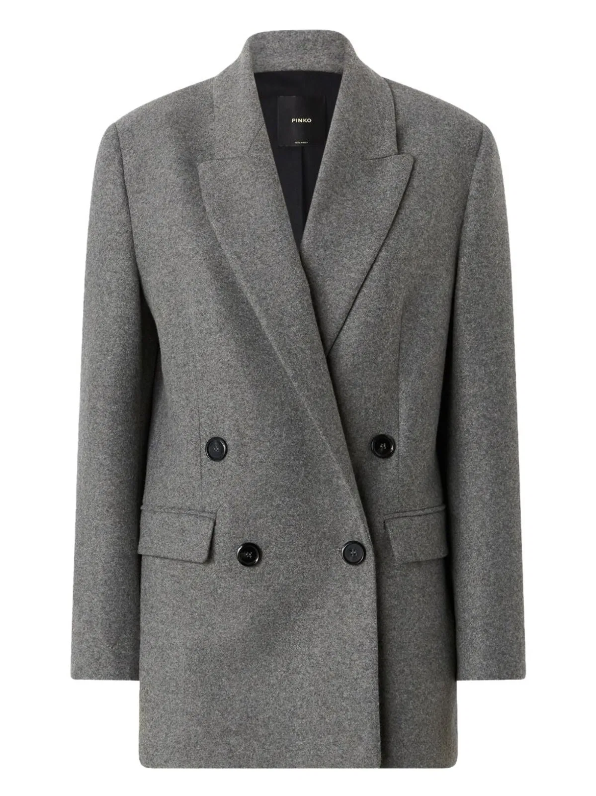 Pinko Double-breasted Wool Blend Jacket In Gray
