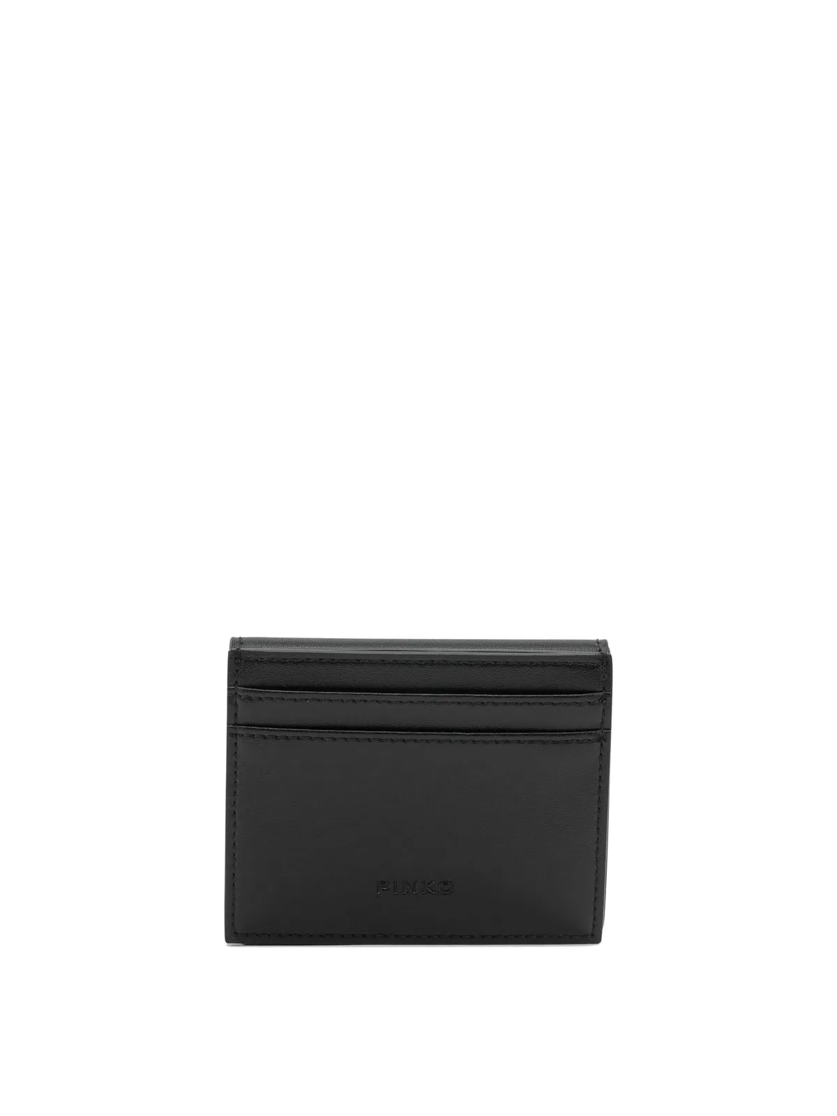 Pinko Saddle Black Wallet With Logo Detail On The Front In Leather Woman In Black