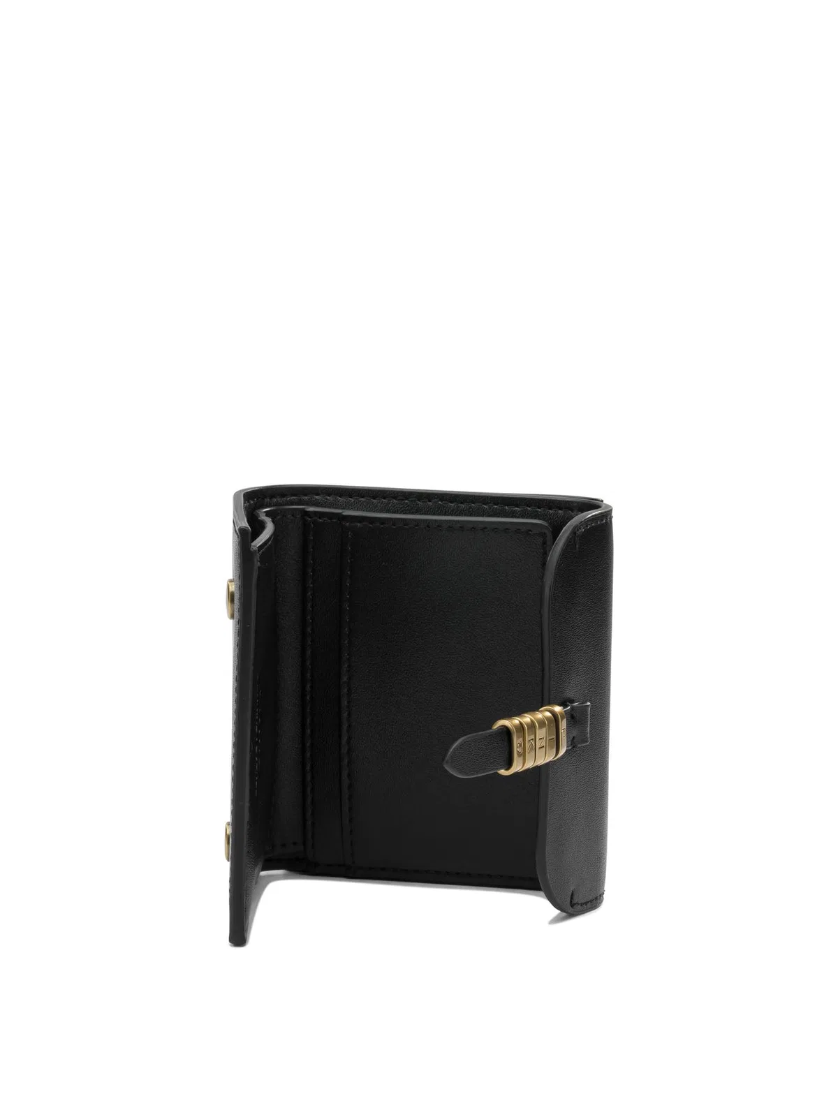 Pinko Saddle Black Wallet With Logo Detail On The Front In Leather Woman In Black