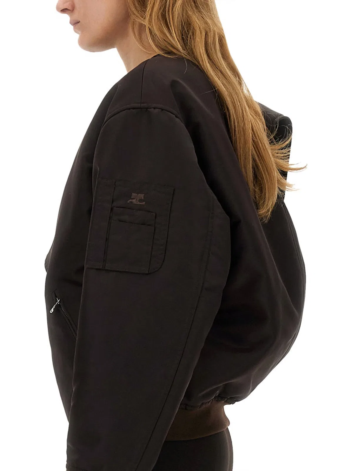 Courrèges Courreges Bow Neck Bomber Jacket In Brown