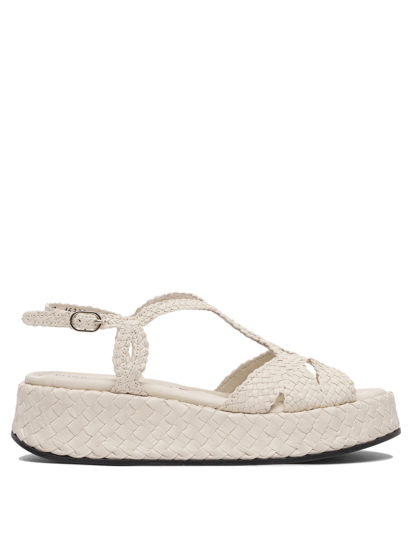 Beige Leather Rubber Sandals