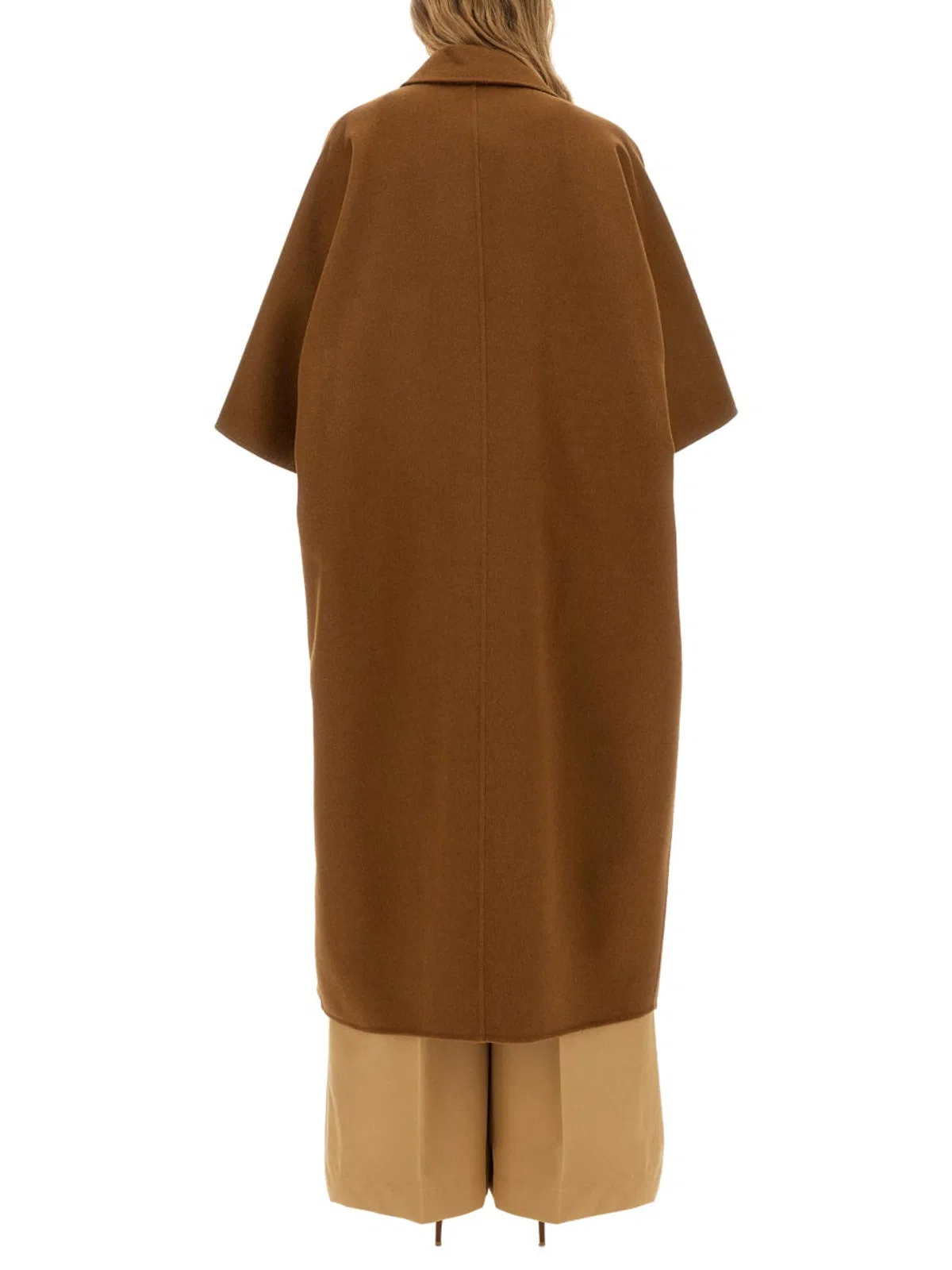 Max Mara Camel Drap Cape Coat In Brown