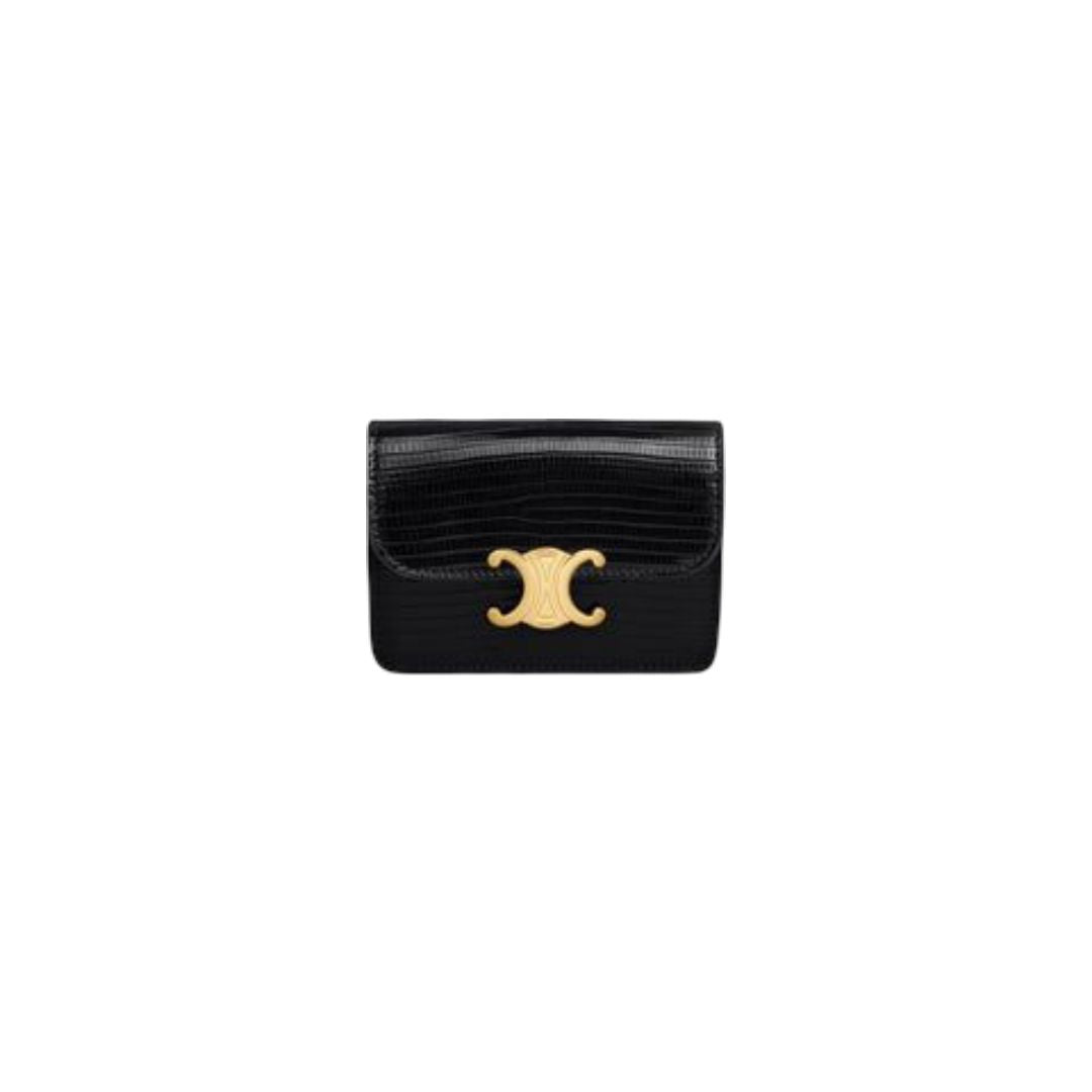 Triomphe Lizard Skin Card Holder With Flap
