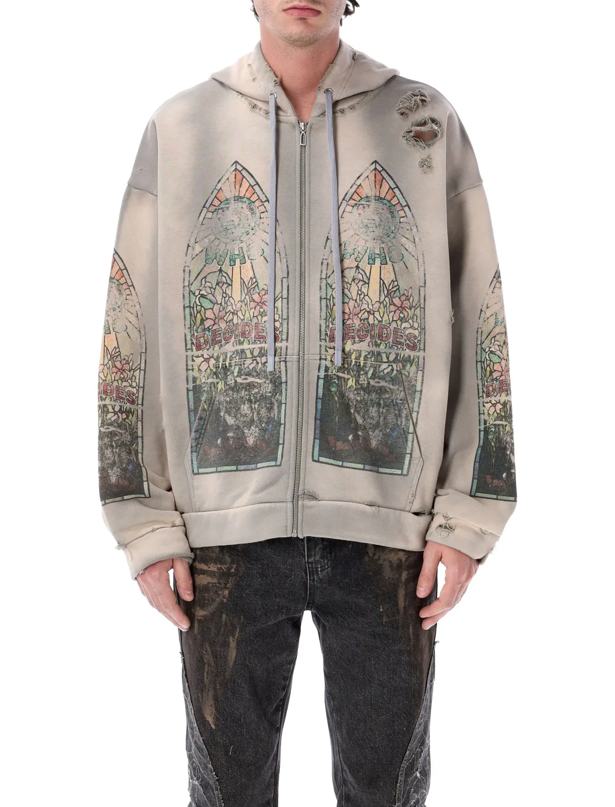 Faded Graphic Zip Hoodie