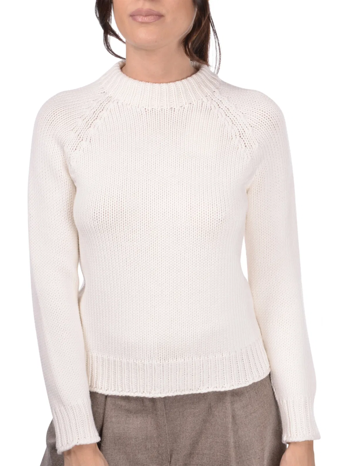 White Wool Crew Neck Sweater