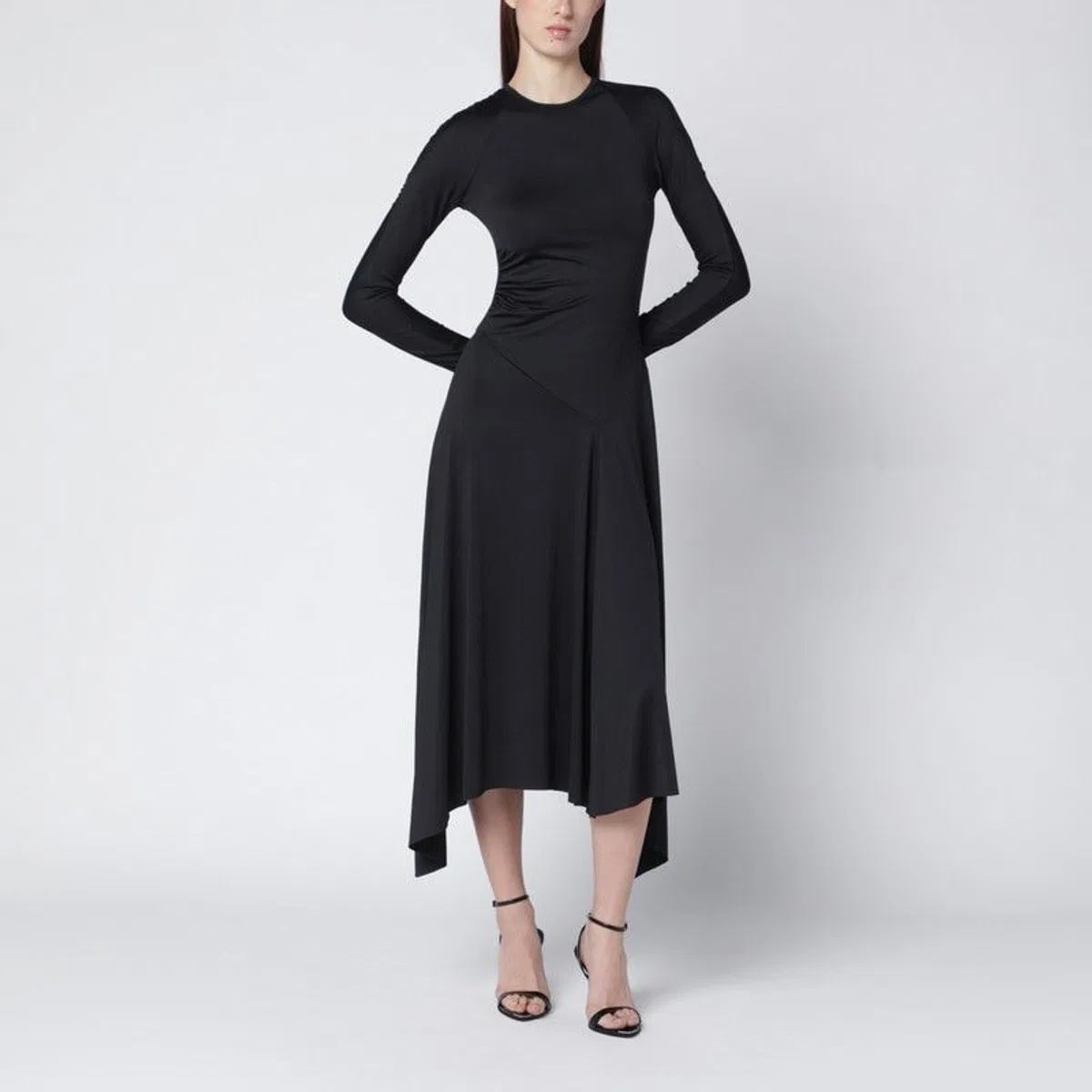 Black Asymmetric Midi Dress