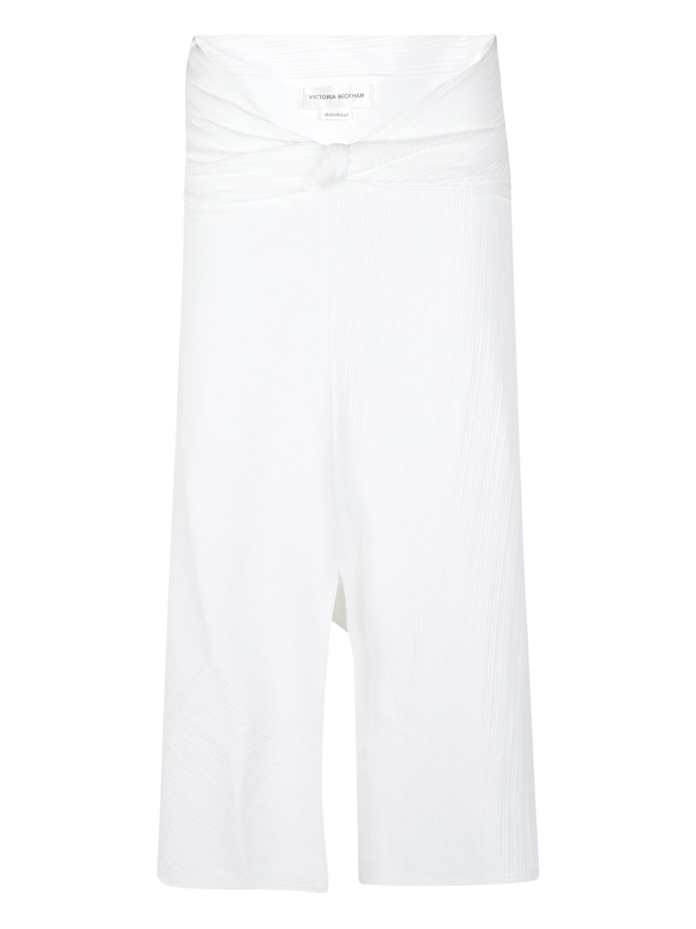 White Ribbed Twist Midi Skirt