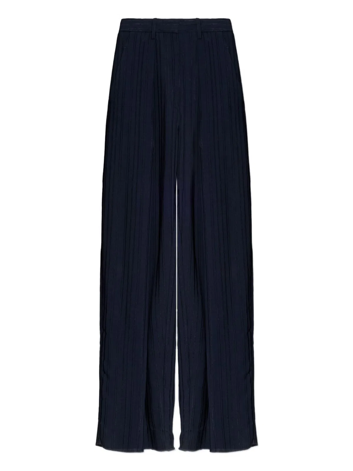 Navy Wide Trousers Embroidered Stripes