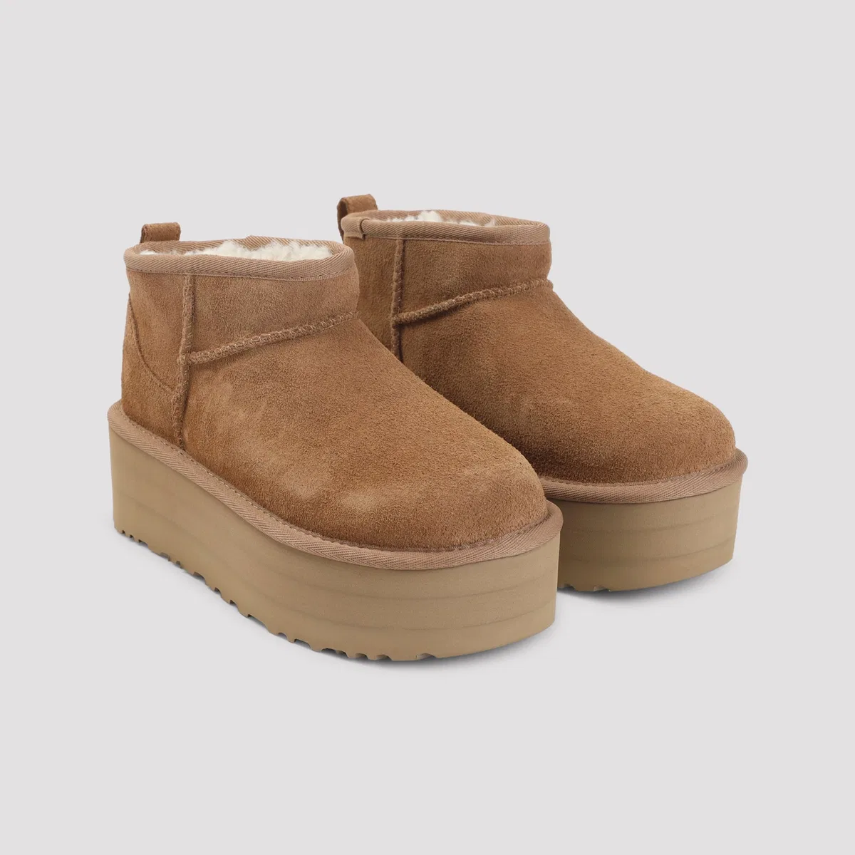 Ugg Classic Ultra Mini Platform Leather Boots In Brown