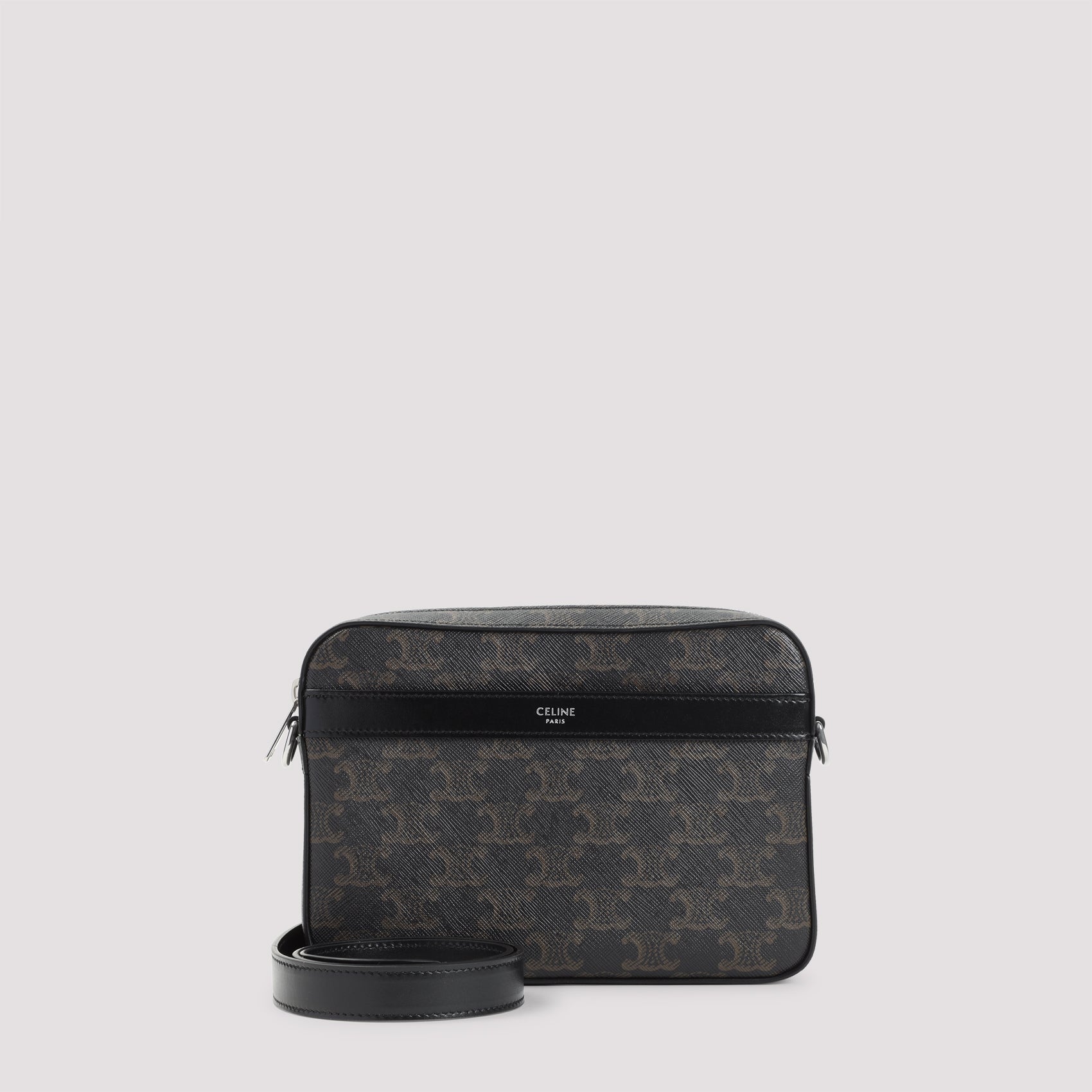 Black Triomphe Textile Small Messenger Shoulder Bag