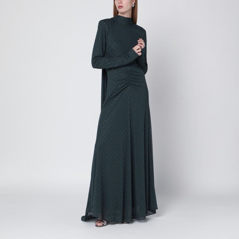 Long Green Dress With Rhinestones
