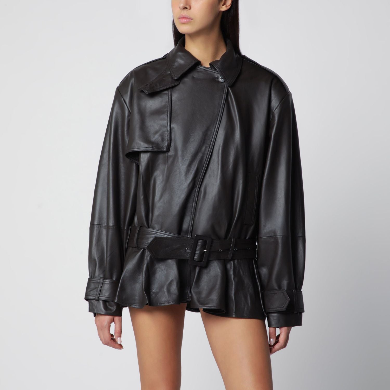 Biker Jacket In Lamb Leather In Dark Brown