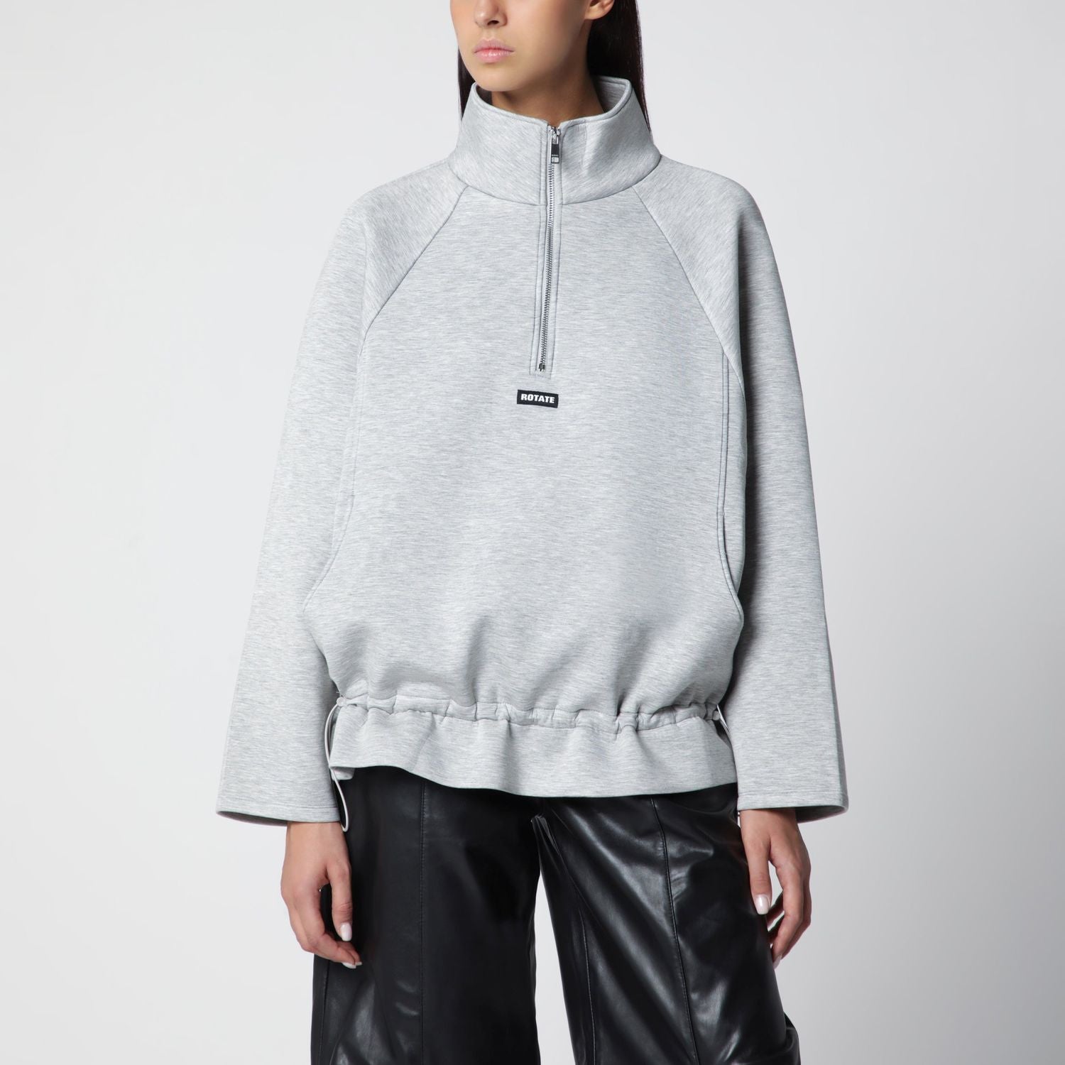 Light Grey Scuba Half Zip Jacket