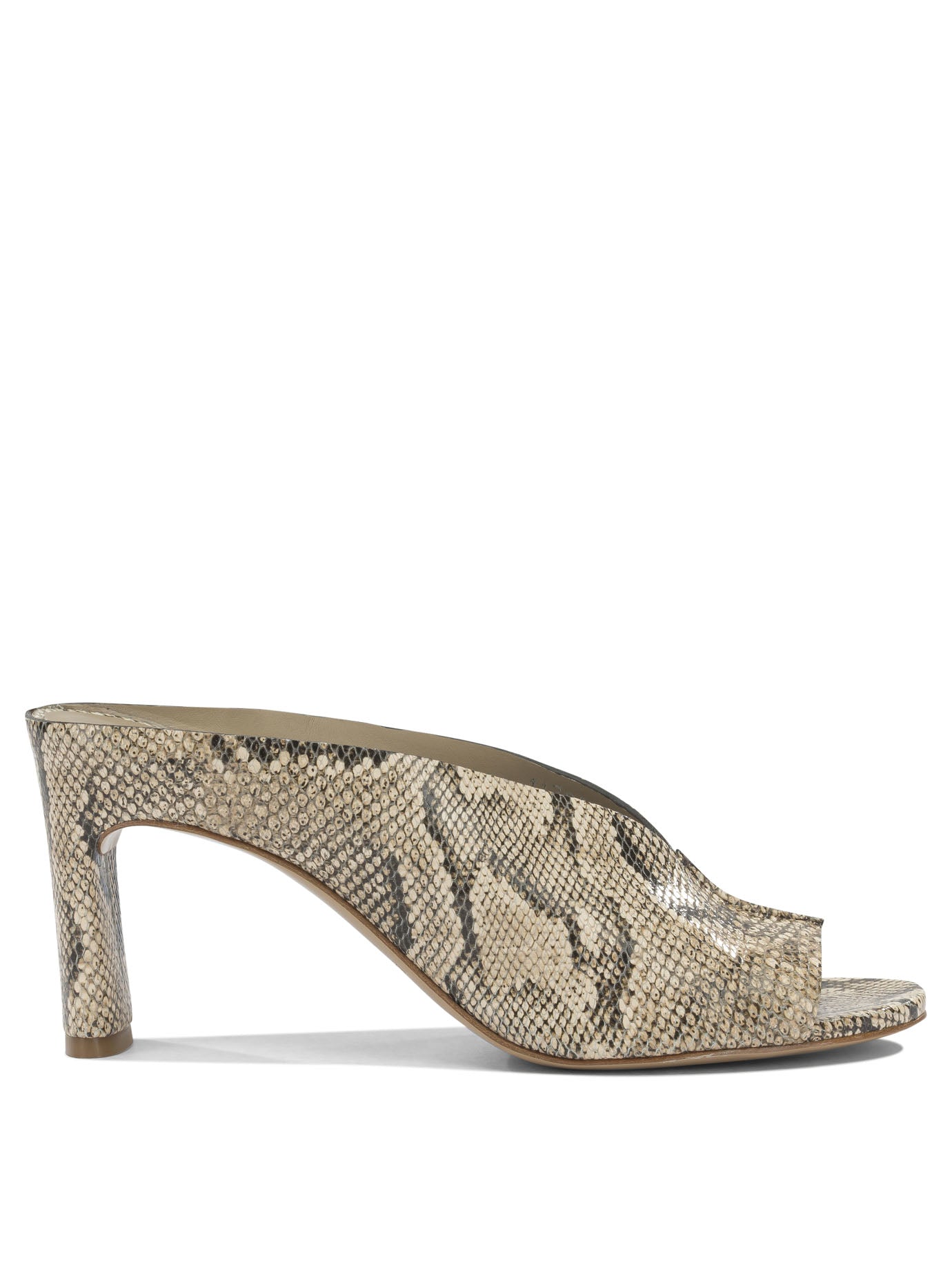 Beige Calf Leather Leather Heeled Shoes