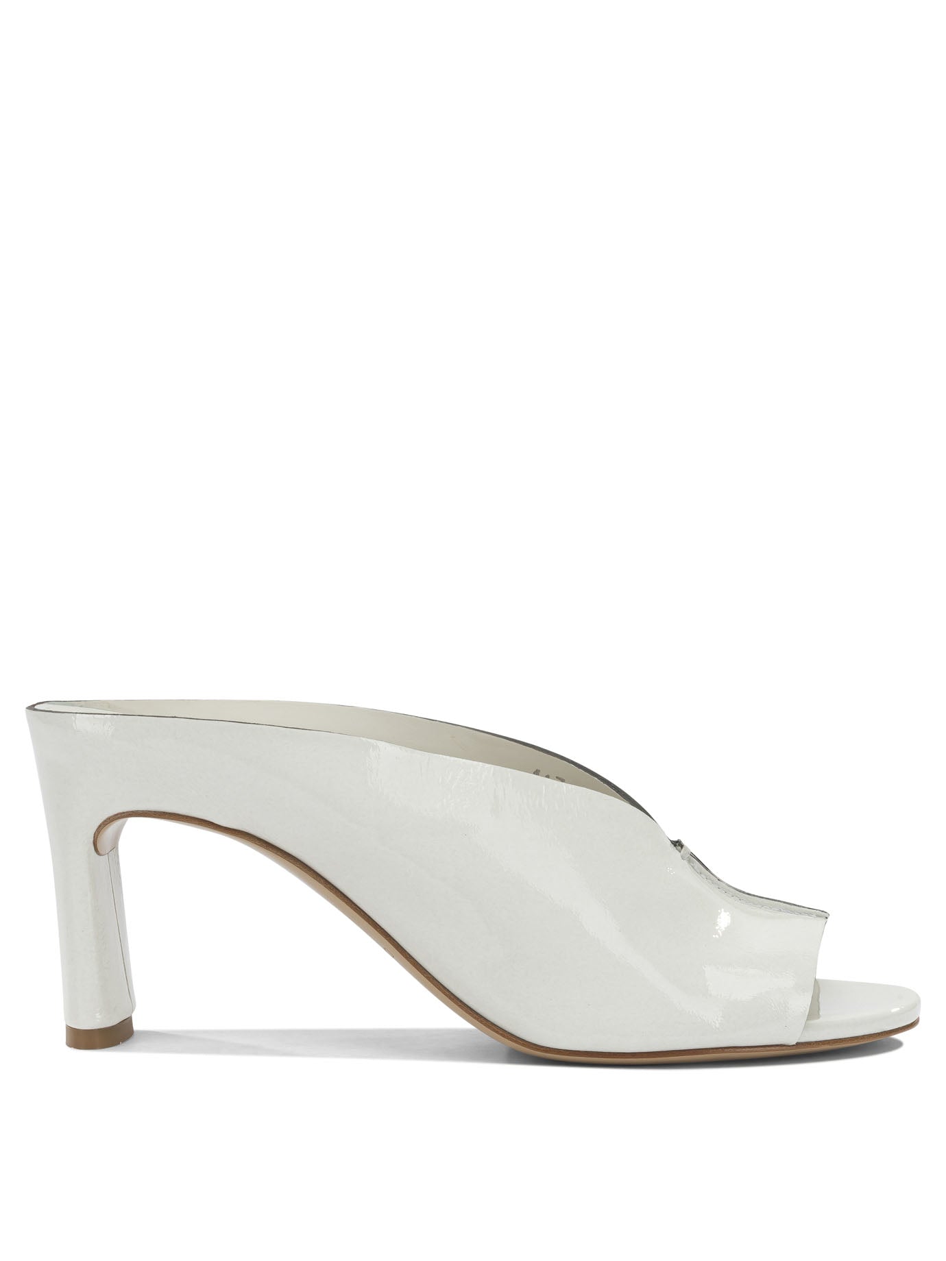 White Calf Leather Leather Heeled Shoes