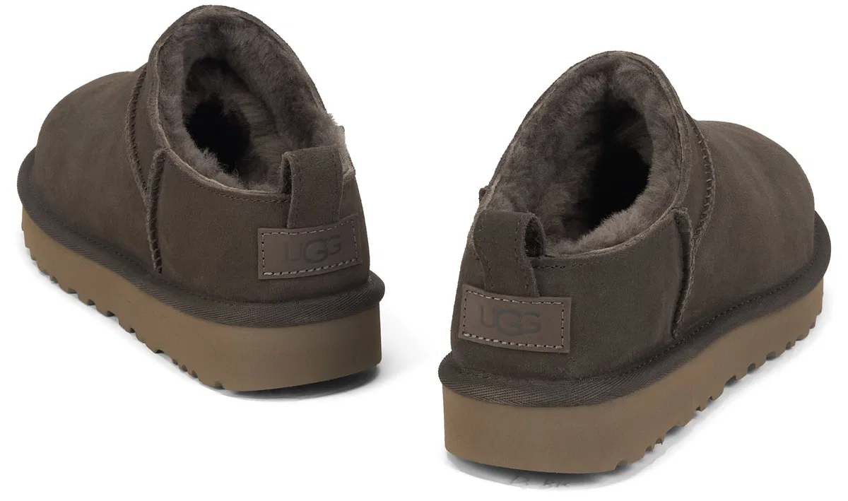 Ugg Classic Shearling-lined Suede Slip-on Flats In Mud