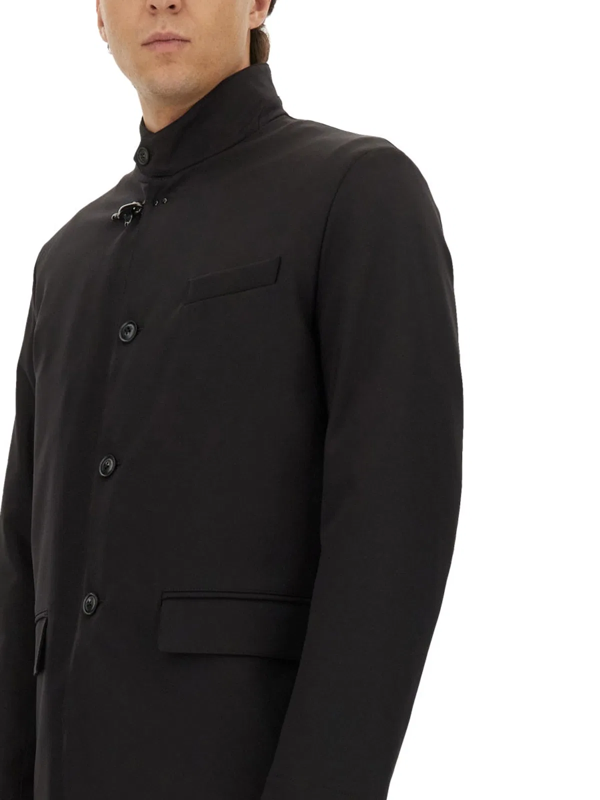 Fay Hook Closure Jacket In Black